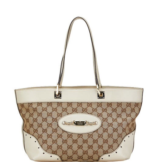 Gucci GG Canvas Leather Tote Bag 145993