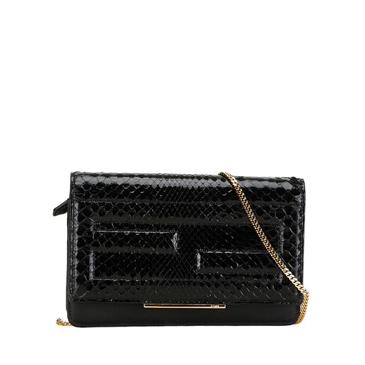 Fendi Python Embossed Leather Chain Wallet Bag