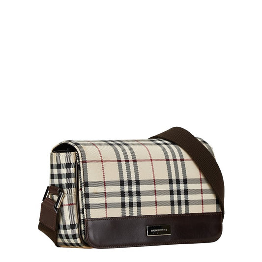 Burberry Nova Check Canvas Leather Shoulder Bag