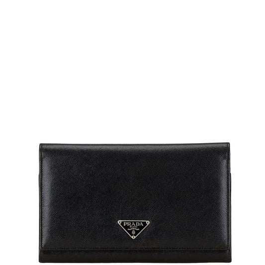 Prada Leather Triangle Logo Long Wallet