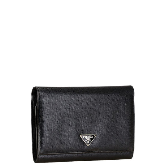 Prada Leather Triangle Logo Long Wallet