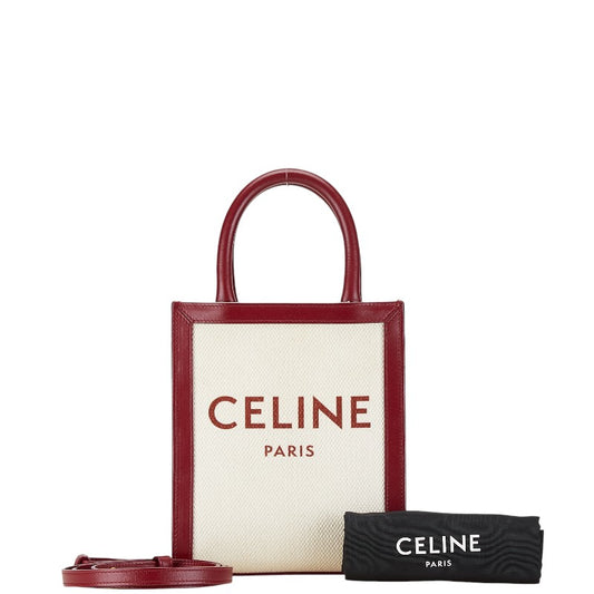 Celine Canvas Leather Logo Vertical Small Handbag