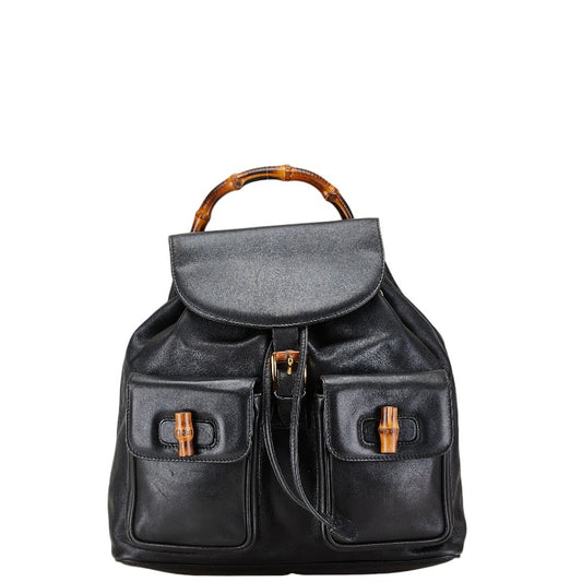 Gucci Bamboo Leather Backpack Black