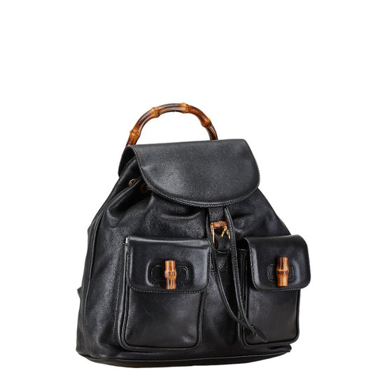 Gucci Bamboo Leather Backpack Black