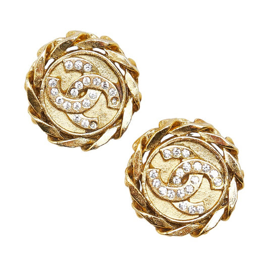 Chanel Coco Mark Rhinestone Clip Earrings