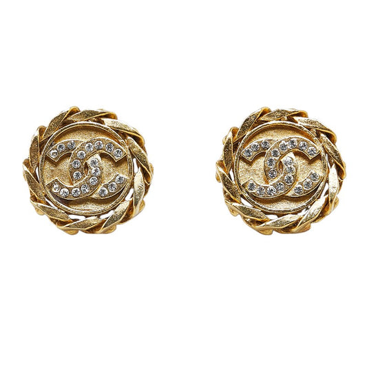 Chanel Coco Mark Rhinestone Clip Earrings