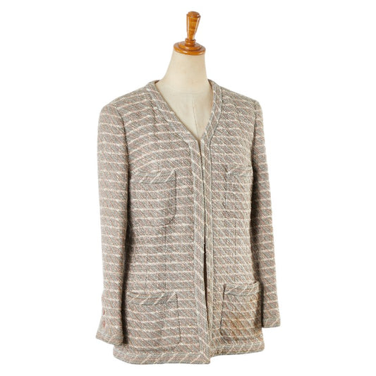 Chanel Tweed Jacket Beige Pink White