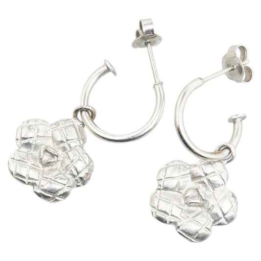 Chanel Camellia Silver Metal Earrings