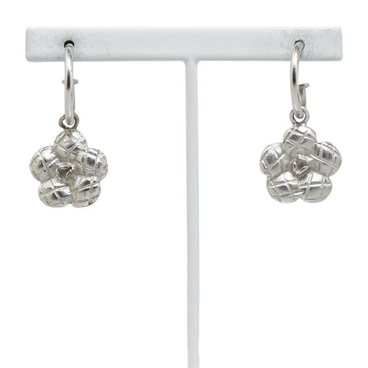 Chanel Camellia Silver Metal Earrings