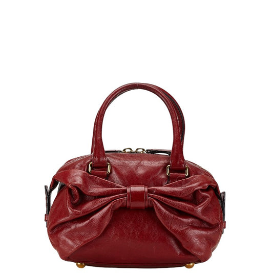 Valentino Leather Ribbon Handbag Red