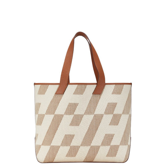 Hermes H Ambie GM Tote Bag Beige Brown Leather