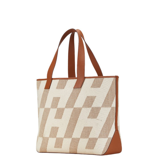 Hermes H Ambie GM Tote Bag Beige Brown Leather