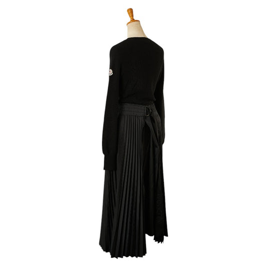 Moncler ABITO Pleated Dress XS Black Wool Polyester