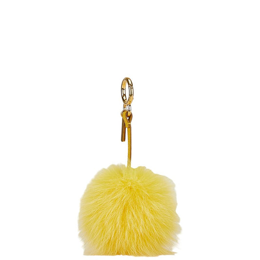 Fendi Fur Pom Pom Keychain Charm Yellow