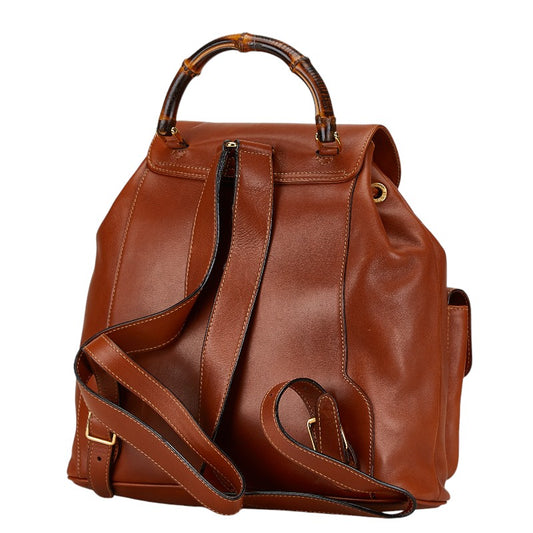 Gucci Bamboo Leather Backpack Brown