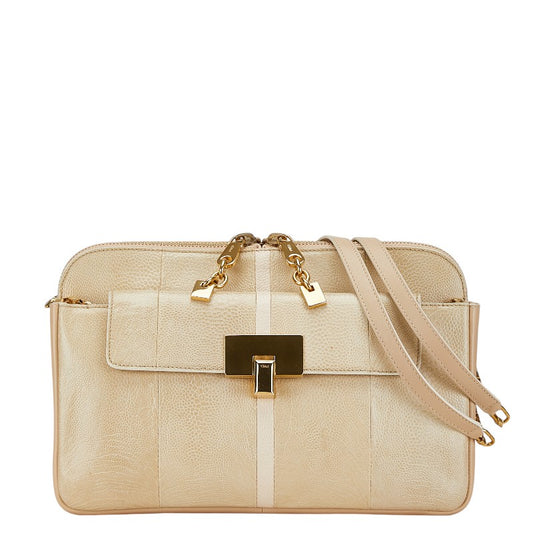 Chloe Lucy Leather Chain Shoulder Bag Beige