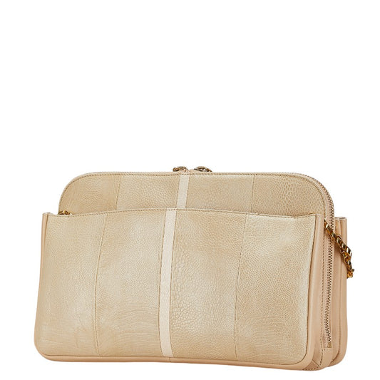 Chloe Lucy Leather Chain Shoulder Bag Beige