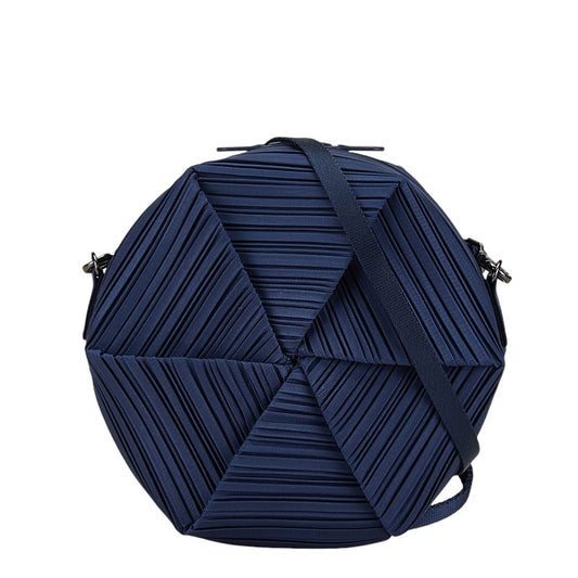 ISSEY MIYAKE Pleats Please Frozen Flower Shoulder Bag Navy Polyester