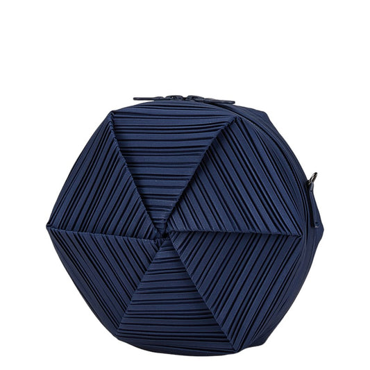 ISSEY MIYAKE Pleats Please Frozen Flower Shoulder Bag Navy Polyester