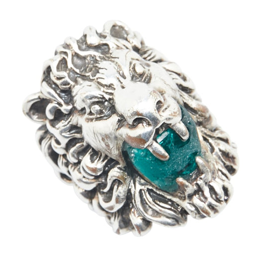 Gucci Lionhead Color Stone Ring Silver