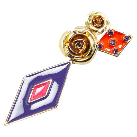 Versace Gold Multicolor Rhinestone Brooch