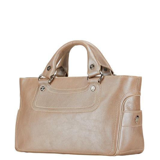 Celine Leather Boogie Bag Beige Champagne