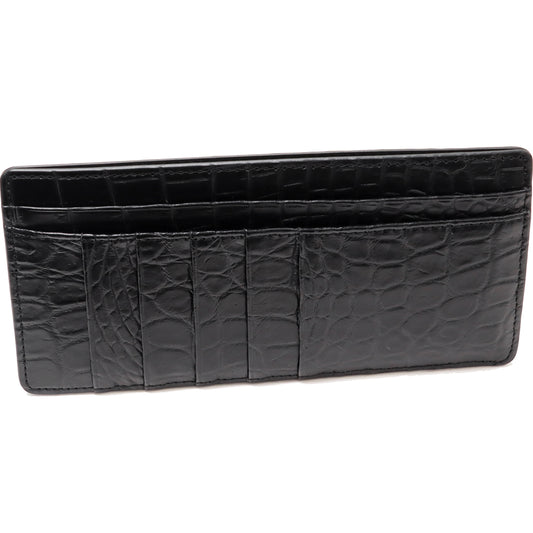 Crocodile Fragment Case Long Wallet Black