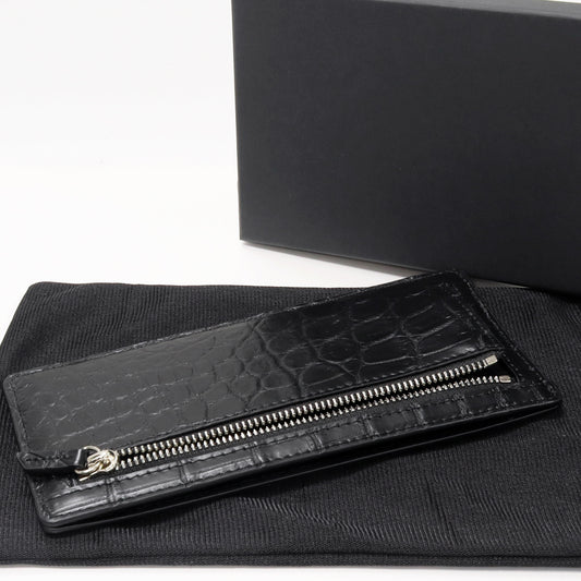 Crocodile Fragment Case Long Wallet Black