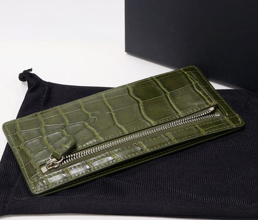 Crocodile Zipper Wallet Khaki Green