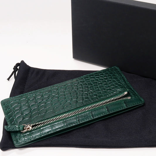 Crocodile Fragment Case Zipper Wallet Peacock Green