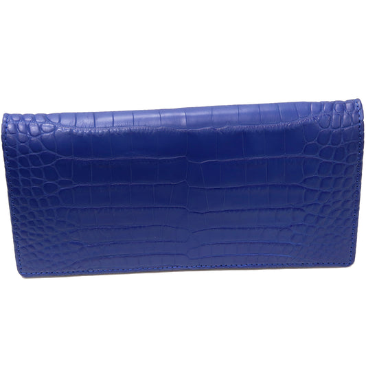 Crocodile Zipper Long Wallet Blue