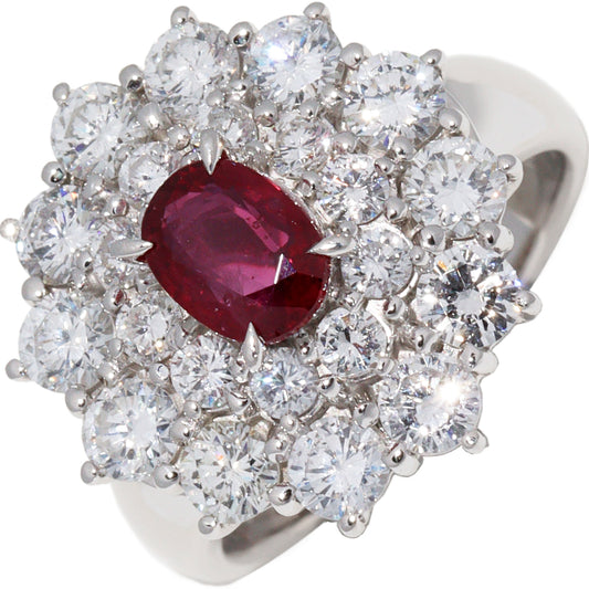 Pt900 Ruby Diamond Ring