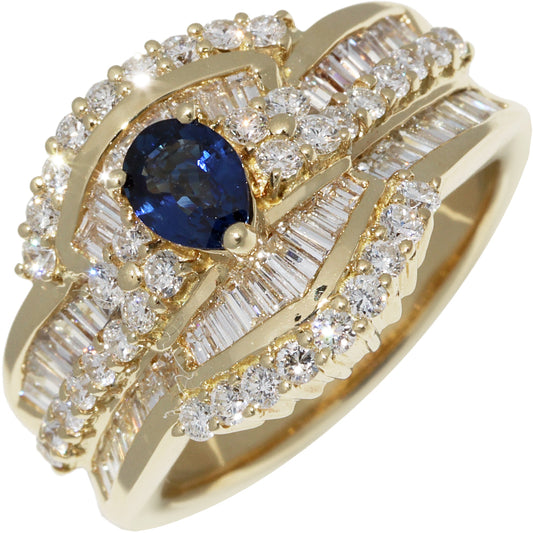 K18YG Sapphire Diamond Ring