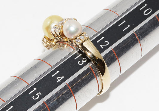 K18YG Yellow Gold Pearl Diamond Ring