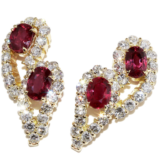 K18YG Ruby 2.60ct Diamond 1.86ct Earrings