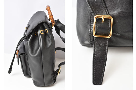 Gucci Leather Mini Backpack Bamboo Black