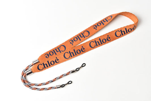 Chloe Canvas Eyewear Strap Orange/Navy