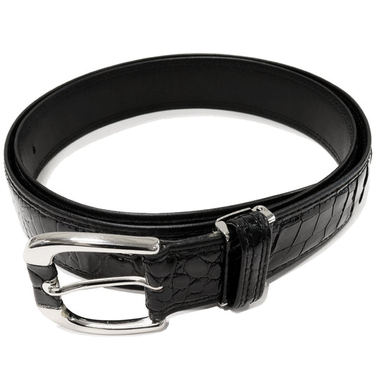 Crocodile Leather Belt Black Men's