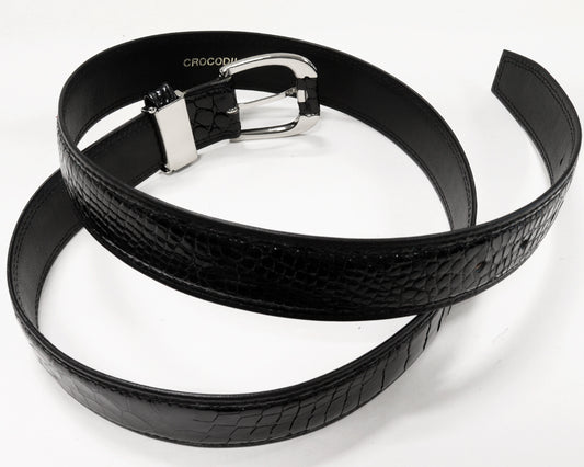 Crocodile Leather Belt Black Men's