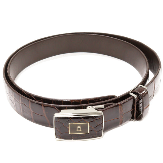 Takeo Nishida Crocodile Belt Brown SS Buckle