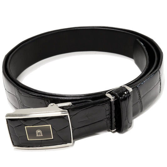 Takeo Nishida Crocodile Belt Black SS Buckle