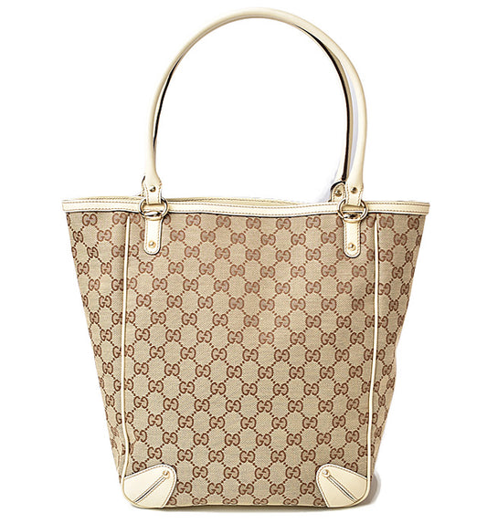 Gucci GG Canvas Tote Bag Brown Beige