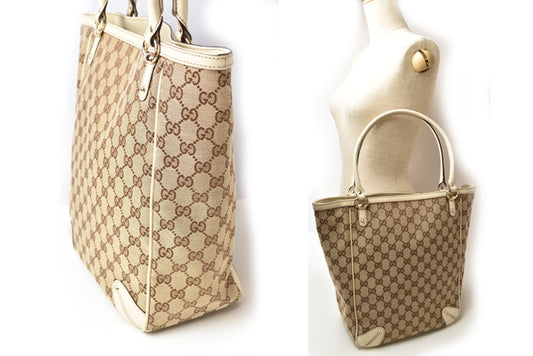 Gucci GG Canvas Tote Bag Brown Beige