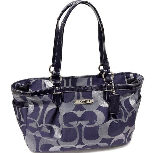 Coach Satin Canvas Tote Bag Navy F19664