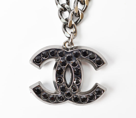 Chanel CC Rhinestone Necklace Pendant Unisex