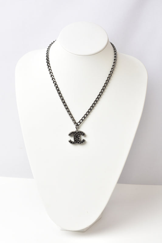 Chanel CC Rhinestone Necklace Pendant Unisex