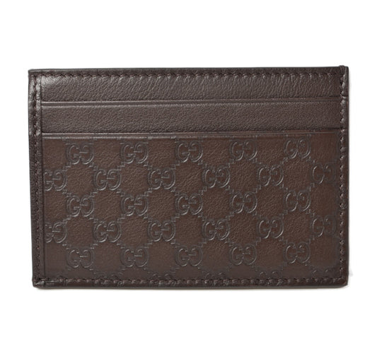 Gucci Leather Card Case Dark Brown