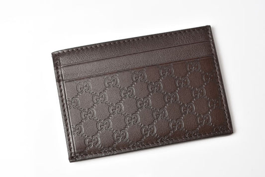 Gucci Leather Card Case Dark Brown