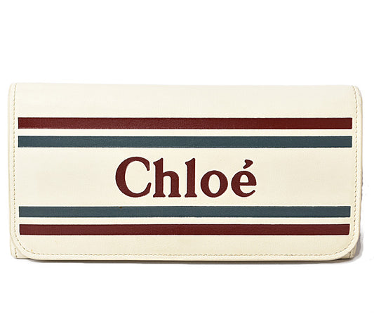 Chloe VICK Long Wallet White Leather