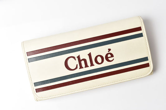 Chloe VICK Long Wallet White Leather